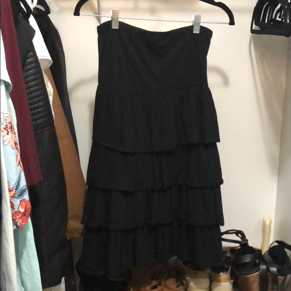 Black Strapless Ruffled Dress Size Medium